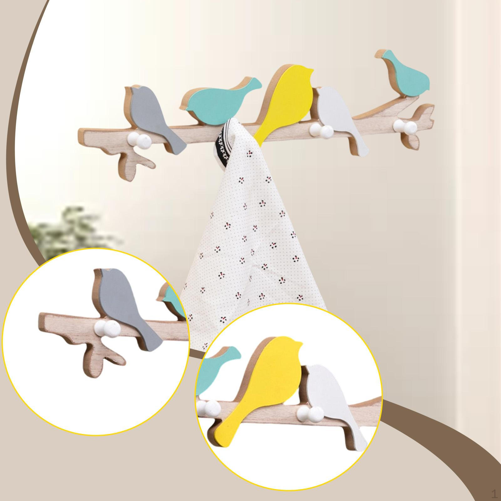 

Bird-shaped Wall-mounted Coat Rack, Decorative Hooks, Key Organizer, Creative Entryway Rack for colorful