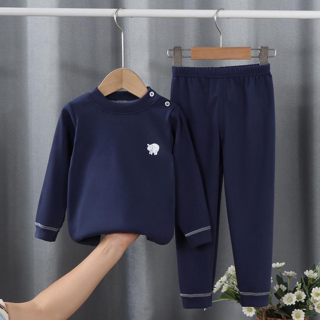 Children's Fleece Autumn Clothes & Trousers Set: Warm Underwear & Loungewear for Boys & Girls