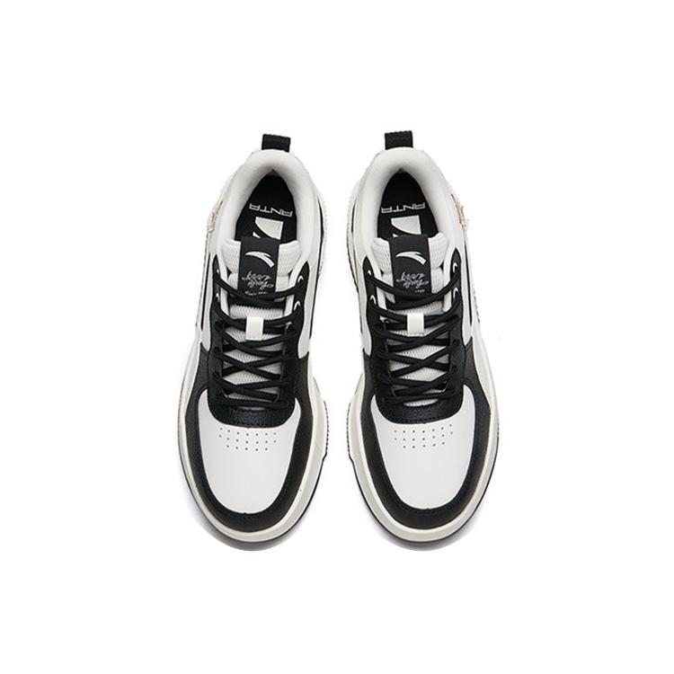 New Anta Slip Resistant Cushioning Wear Resistant Low Top Skateboard Shoes Women's White Black 922228012-5