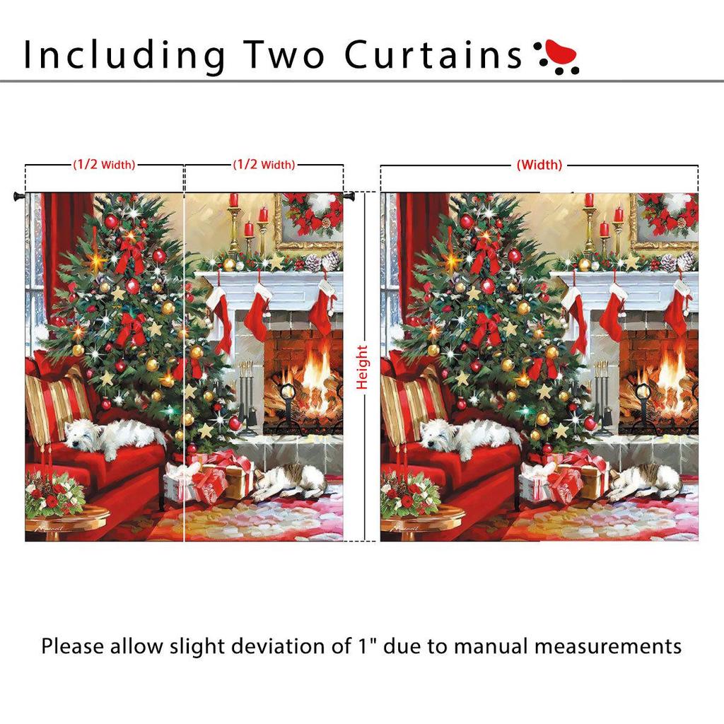 Custom High-Precision Blackout Silk Christmas Curtains with Grommet/Rod Pocket