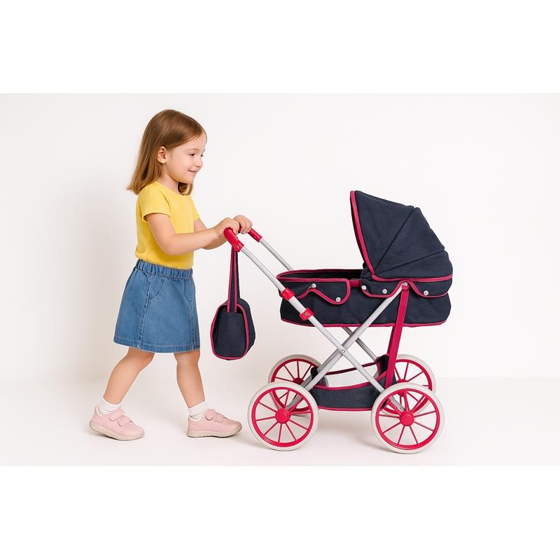 Deep Doll Stroller Bassinet Pram Foldable Canopy Foam Wheels