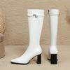 High-heeled boots, pointed fashion, high-heeled boots, thin, thick heels, but knee-length leather boots