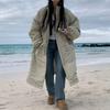 Damen Herbst Winter Lange Mäntel Jacken Stehkragen Kordelzug Mantel Dick Warm Y2k Streetwear Jacke Arbeits Oberbekleidung