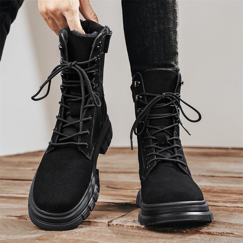Fashion Men Work Shoes Men Outdoor Snow Boots Stylish Winter Men Ankle Boots Autumn High Quality Sneaker Leather Plush Snow Desert Boots