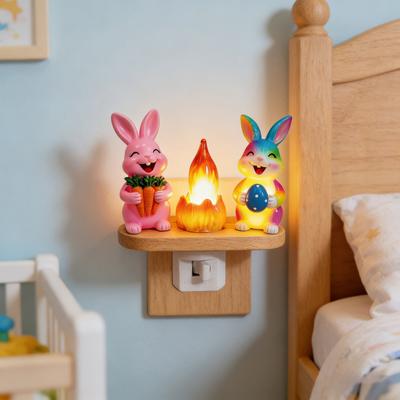 Easter Night Light Animal-Shaped Soft LED Lamp Colored Glass Lampshade Bedroom Atmosphere Lighting Living Room Dorm Party Decor