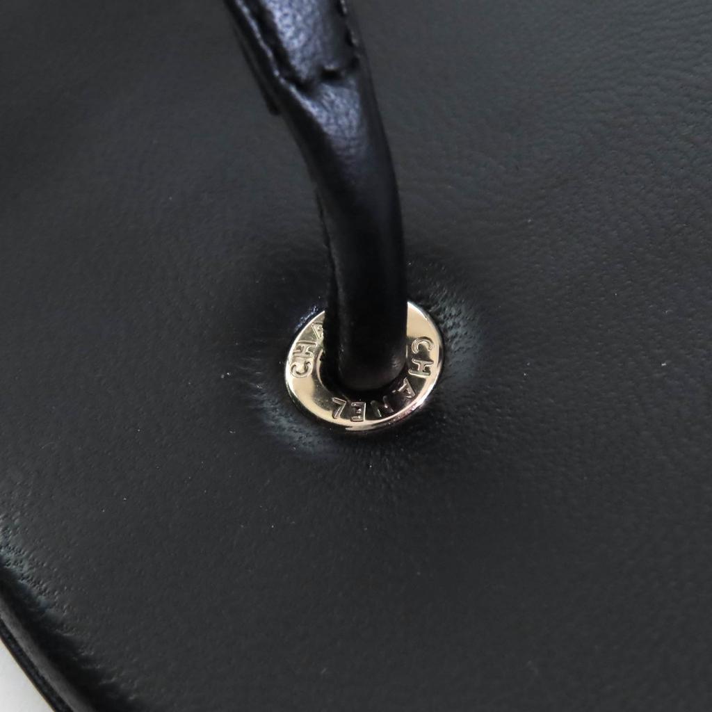 CHANEL Sandals COCO Mark ankle strap thong sandal flats black leather 24C G45428 Used
