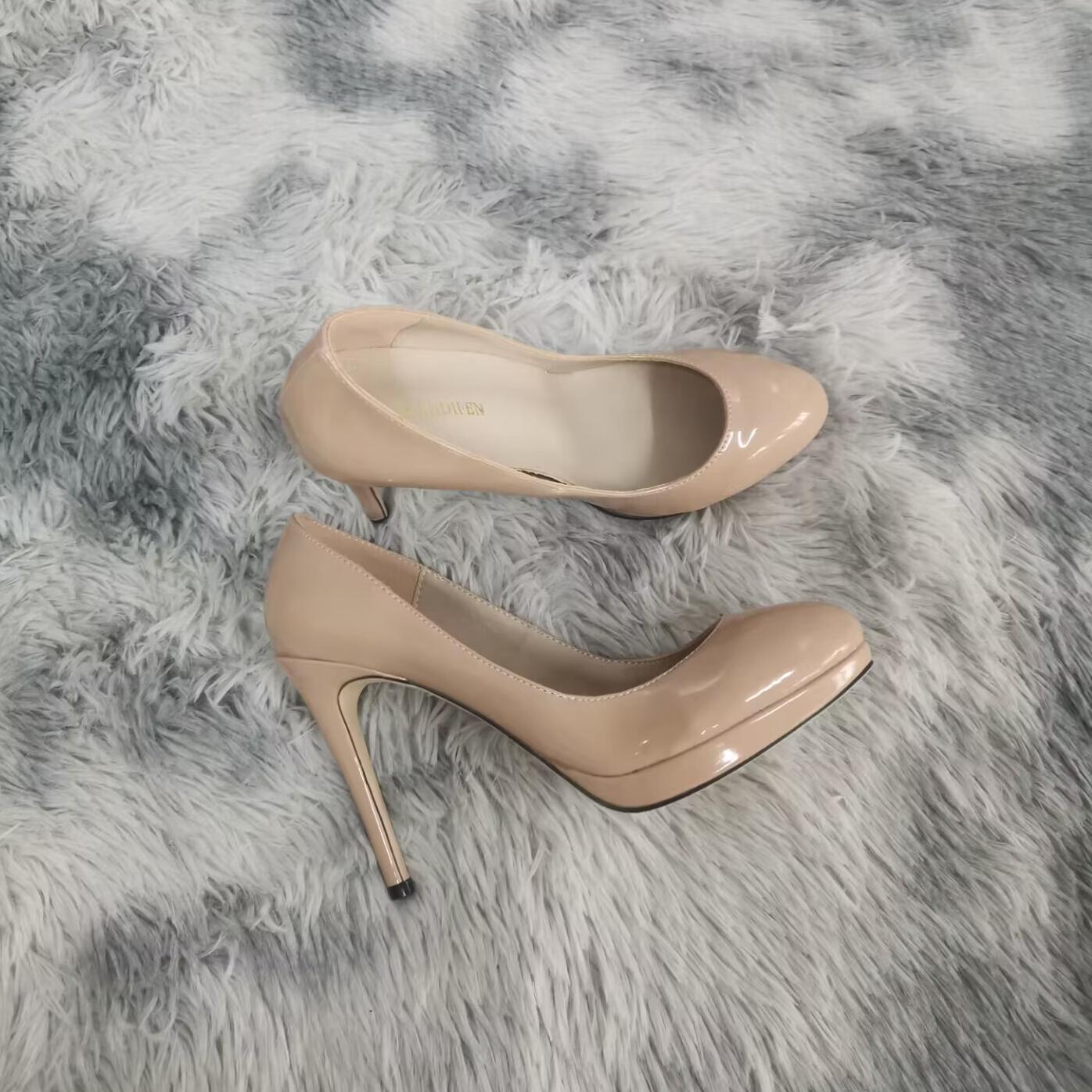 Женские туфли-лодочки на платформе и шпильке, пикантные элегантные женские туфли на высоком каблуке с круглым носком 11 см, элегантные женские туфли для офисной вечеринки и свадьбы 35 телесный