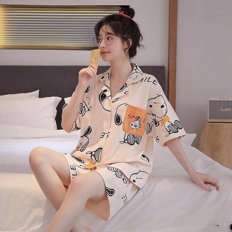 Jiikawa Wusachi Pajamas Women's Spring Summer Cotton Short Sleeve Student Loose Large Size Summer Small Hachi Loungewear