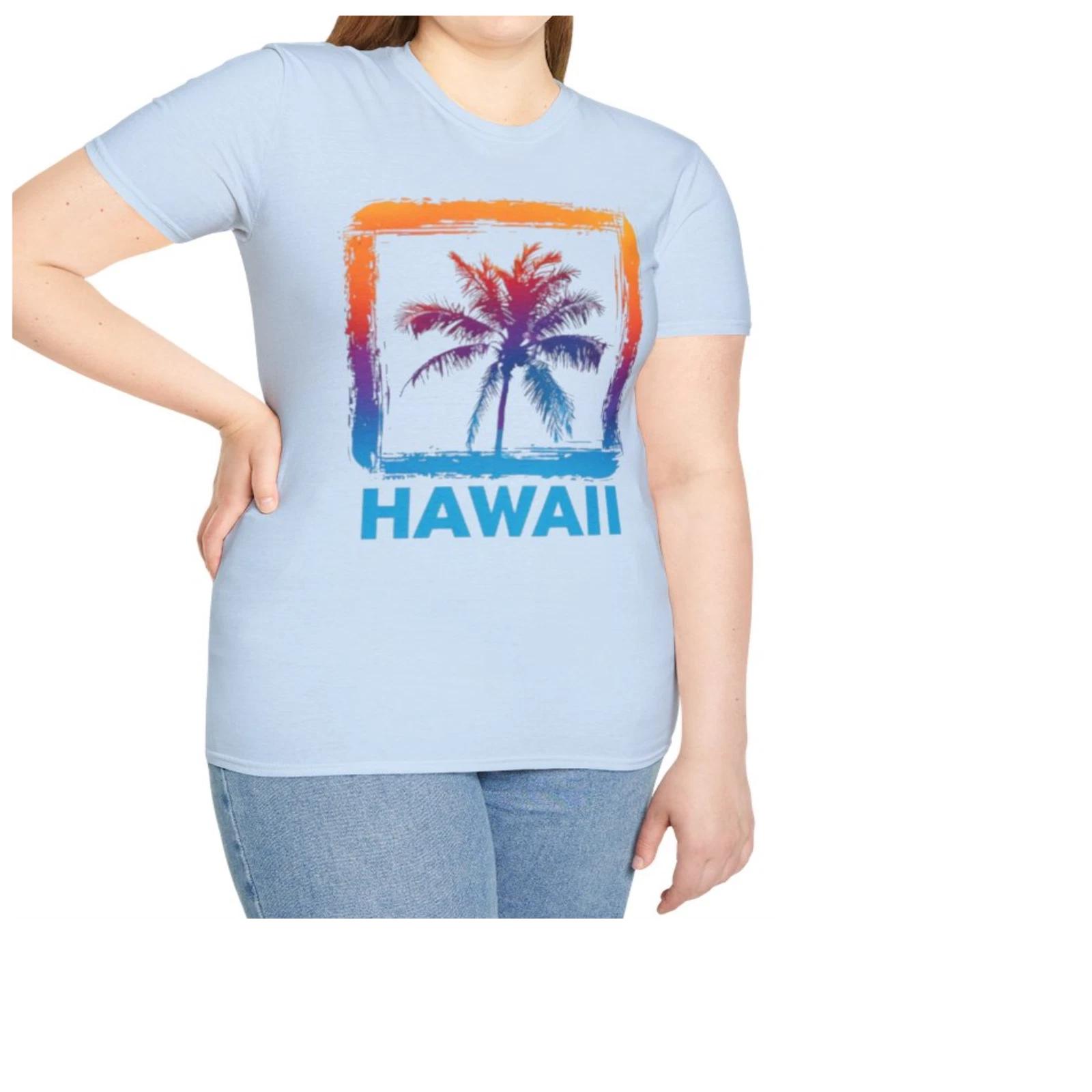Hawaii Palm Tree Graphic T-Shirt Summer Vibes Vacation Wear Gift for tourist S