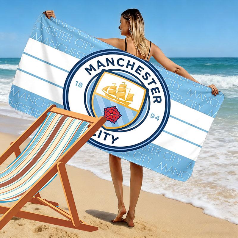Man City Print Beach Towel, Large Soft Quick Dry Towel for Beach Camping Swimming