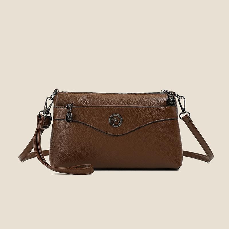 Elegant Crossbody Bag with Textured Finish and Dual Zip Pockets