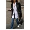 Black Long PU Leather Suit Jacket Women's Loose Spring Autumn Coat with Elegant Style Plus Size Leather Jacket