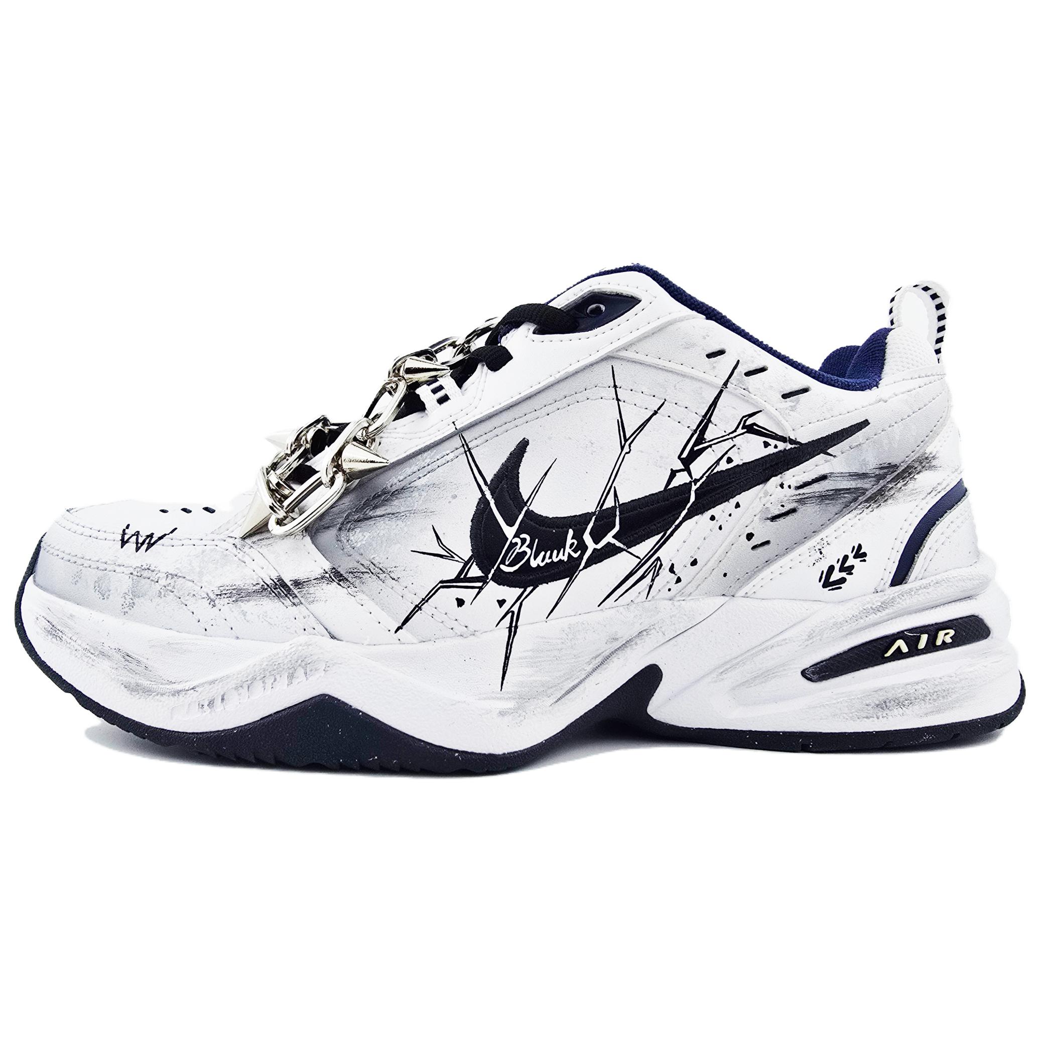 

Nike Air Monarch 4 Slip Resistant Abrasion Resistant Low top Chunky Sneakers Unisex Black White 415445-102(Team145-) 42