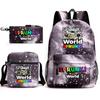 New rhythm box game merchandise primary school bag sprunki cartoon starry sky backpack 3-piece set D