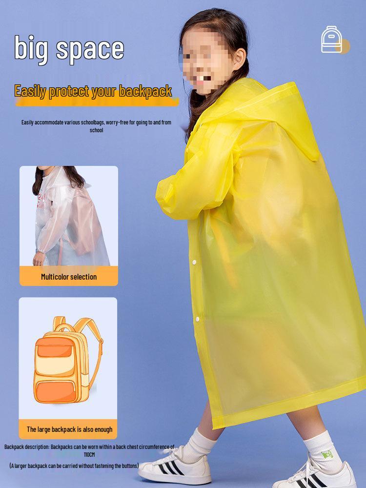 Wasserdichter, transparenter Regenponcho für Kinder mit Platz für Rucksack - Verdicktes Einteiler-Design für Jungen & Mädchen