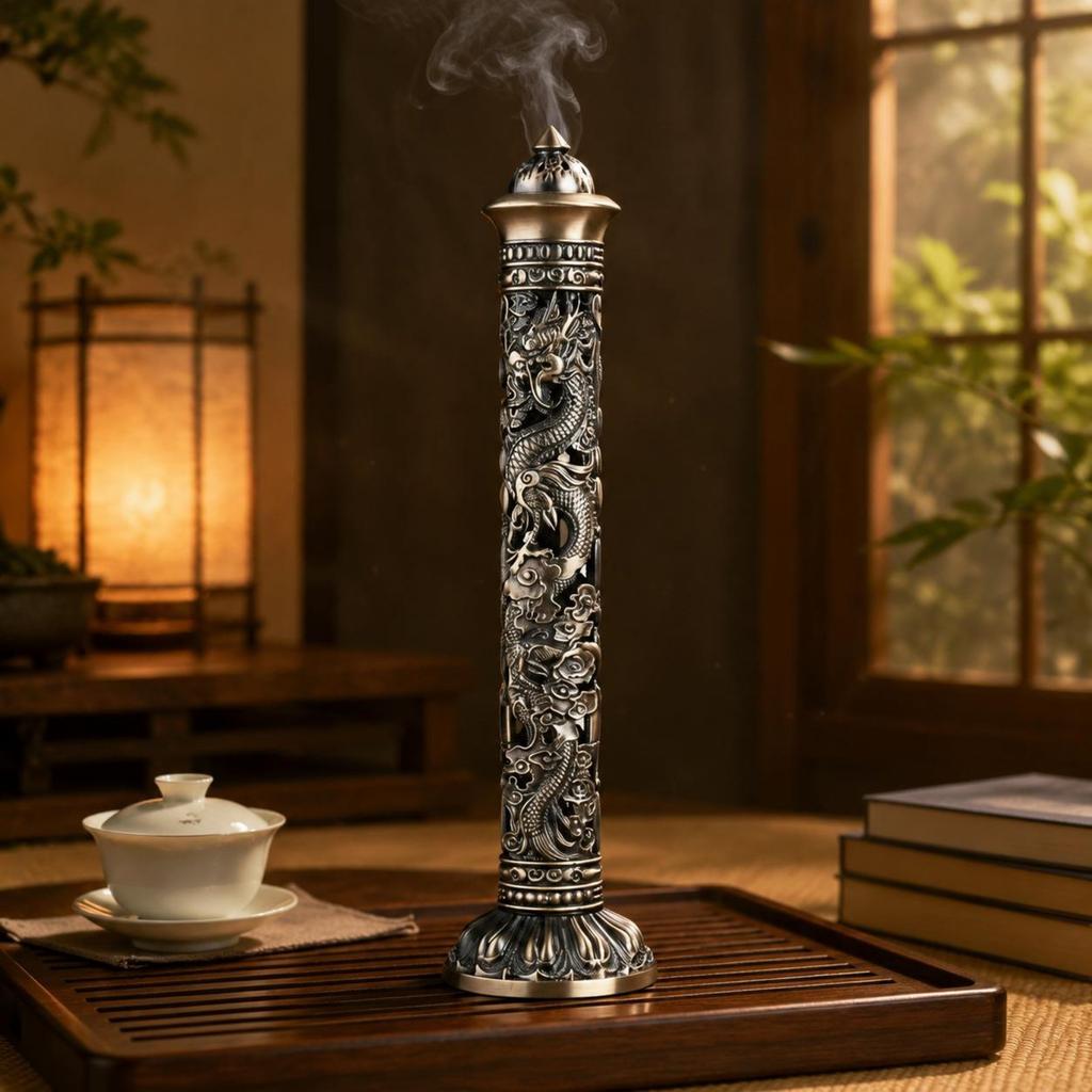 Dragon Carved Incense Burner Chinese Design Dragon Incense Burner Home Decor Artisanal Look