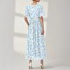 Women's Summer Floral Bohemian Dress Wrap V Neck Short Sleeves Ruffle A-Line Flowy Maxi Dress Summer Dresses For Women