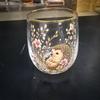 Vintage Painted Animal & Floral Gold Rim Glass Tumbler, Egg-shaped Lead-Free Glass Cup, Creative Gift Cup for Whiskey, Juice and Water