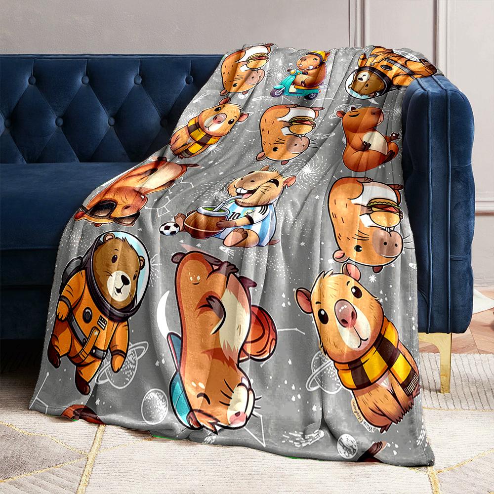 17 Styles Capybara Cartoon Print Blanket Warm Soft and Comfortable Home Travel Blanket Sofa Bedding Camping Blanket for Gifts