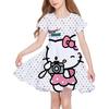 Summer New Girls Short-Sleeved Dress Hello Kitty 3D Printed Children's Fishtail Skirt Casual