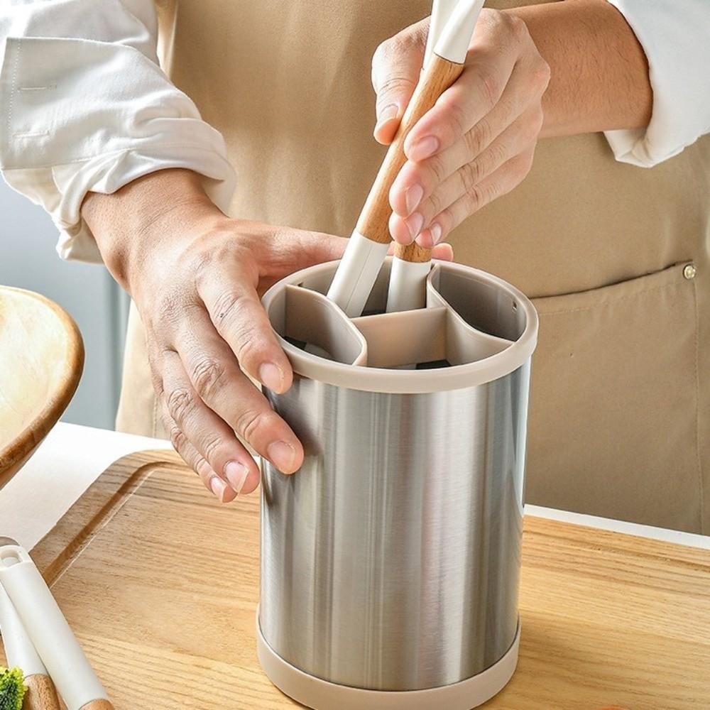 Rotatable Kitchen Utensils Holder Durable Cutlery Drainer Stand Cooking Tools Organizer  Desktop