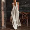Casual Sleeveless Holiday Jumpsuit Fashion High Street Wide Leg Playsuits Simple Solid Color Lace V-neck Summer Loose Rompers