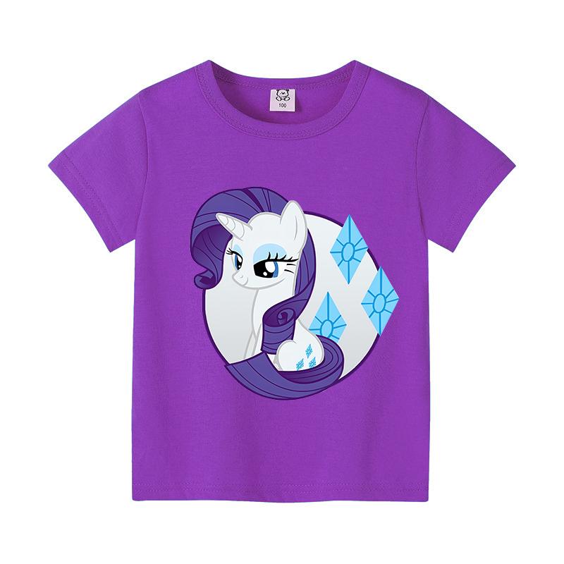 My Little Ponys Girls T-shirts Kawaii Cartoon Figure Printed Tops Summer Children Casual Short Sleeves Cute Kids Girl Clothing