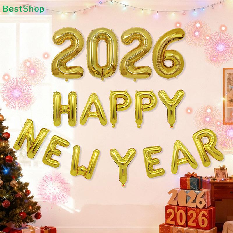 2026 Gold Happy New Year Balloon Set - Foil Letter Banner for Holiday Party & Celebration Decor