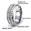 European and American Style Titanium Steel Double Row Diamond Ring - Korean High-end Stainless Steel Jewelry
