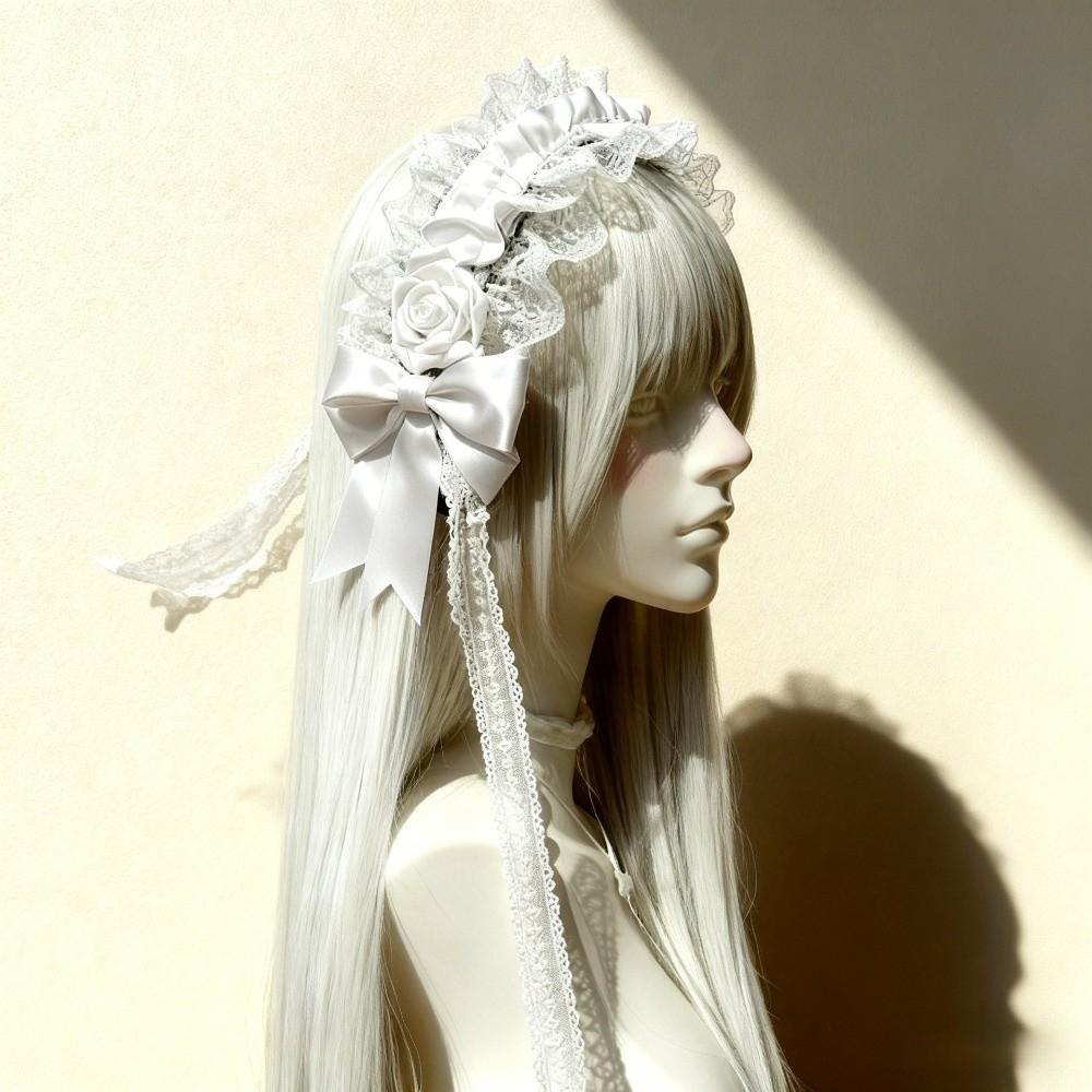 Black Lace Headbands Frilled Headdress Cosplay Hair Clips Gothic Lolita Headwear Cosplay Party