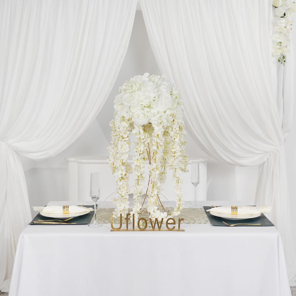 Uflower Silk Flower Ball Centerpiece Decor Artificial Wedding Backdrop Road Lead Floral Table Decoration for Events And Parties