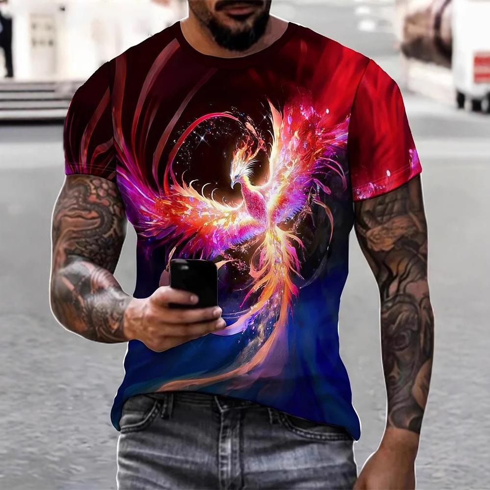 Men's Summer Animal Printed Loose Short Sleeve Top 3D Printed T-shirt