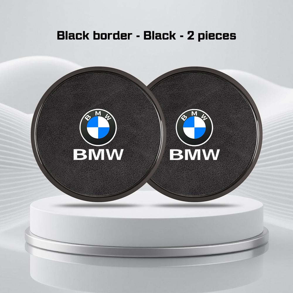 For BMW X1X2 X3 X5X4 X6 X7 1 3 5 7 Series F40 E90 G20 G30 i7 i8 2Pcs Leather Car Coaster Anti-slip Pad Water Cup Mat Accessories ulbn07