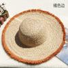 Natural Lafite Straw Hat Sunscreen Large Brim Beach Hat Trendy Foreign Style Color Fur Edge Dome UV Protection Sun Visor