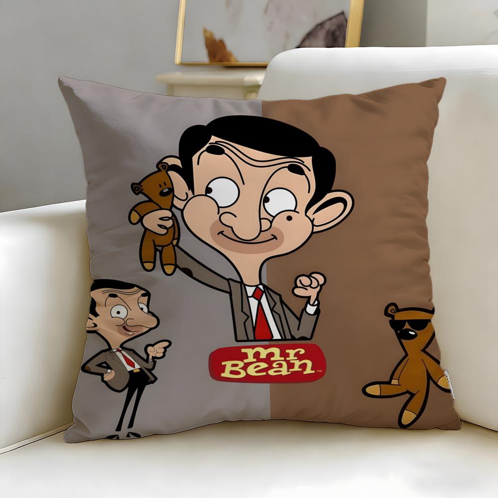 Classic Comedy Character Mr. Bean Cushion Cover Soft & Easy-Wash Pillow Case – Versatile for Couch, Bed, Travel and Office