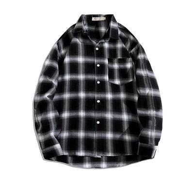 Men's Long Sleeve Shirt Plaid Shirt Coat Youth