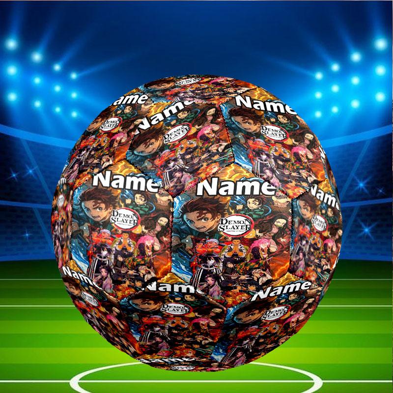 Custom Name Personalized Demon Slayer Print Size 5 Soccer Ball Training & Match Football, for Team, Kicking, Gift for Football Enthusiasts
