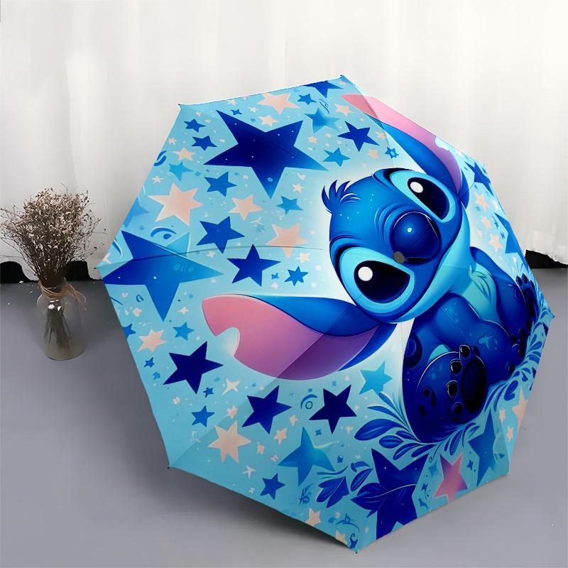 Disney Stitch,Starry,Fantasy Manual Opening and Closing Umbrella, 8-Rib Reinforced Folding Design, Lightweight