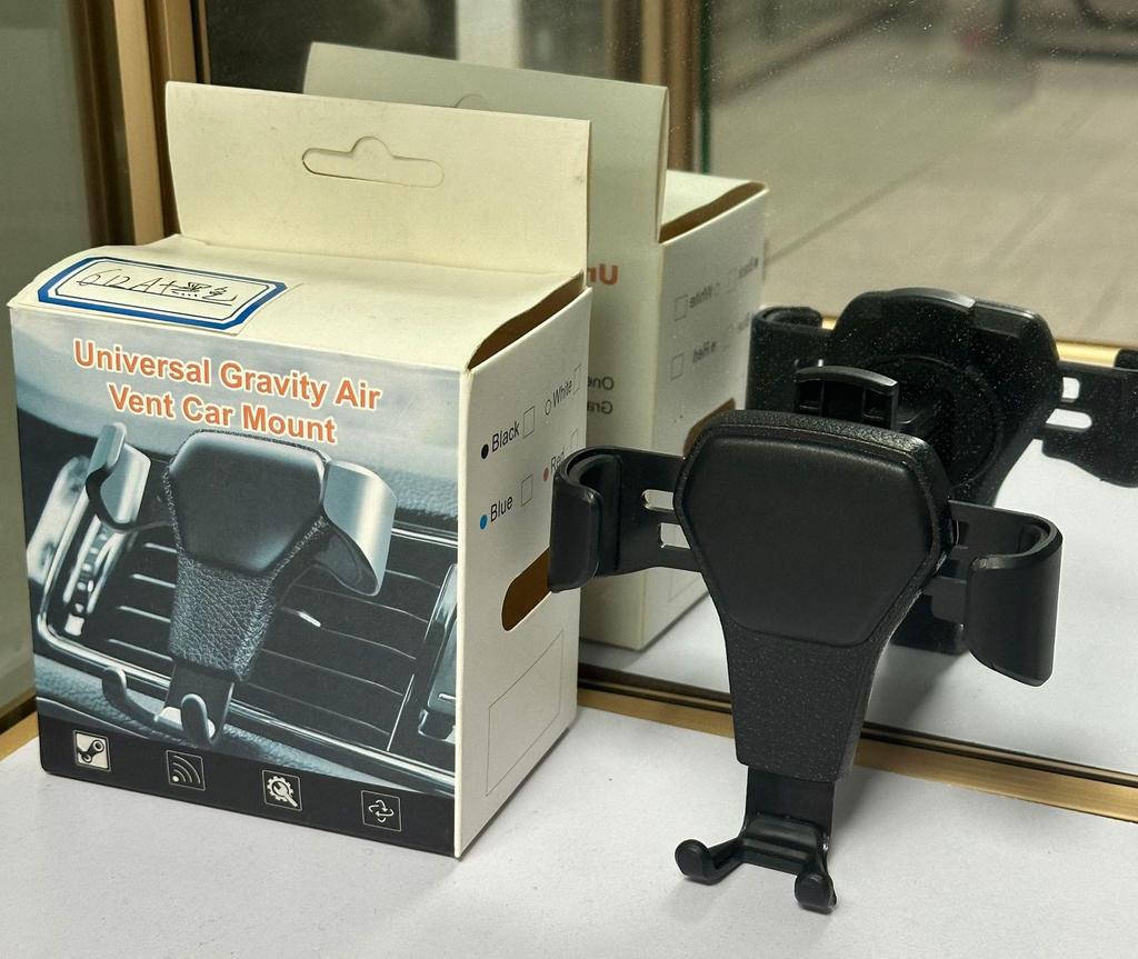 Universal Leather-Textured Air Vent Rotating Car Phone Holder with Gravity-Sensing Lock
