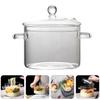 Transparent glass noodle bowl with lid Glass pot for high temperature oatmeal (1350 ml) | Kręgle