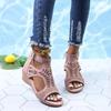 Scarpe Casual Moda Donna Peep Toe Sandali Zeppa Traforati Per Donna Colore Unico Tacco Morbido Sandalias De Mujer Verano 2026