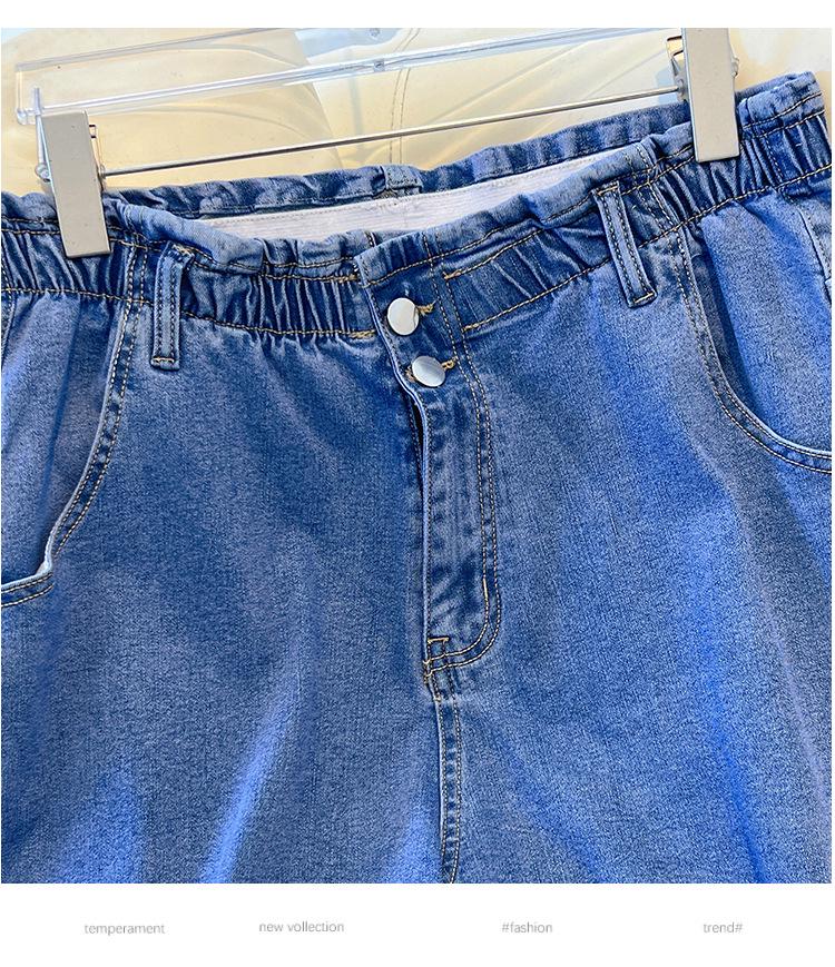 Super Size High Waist Summer Loose Fit Plus-Size Denim Shorts 3188