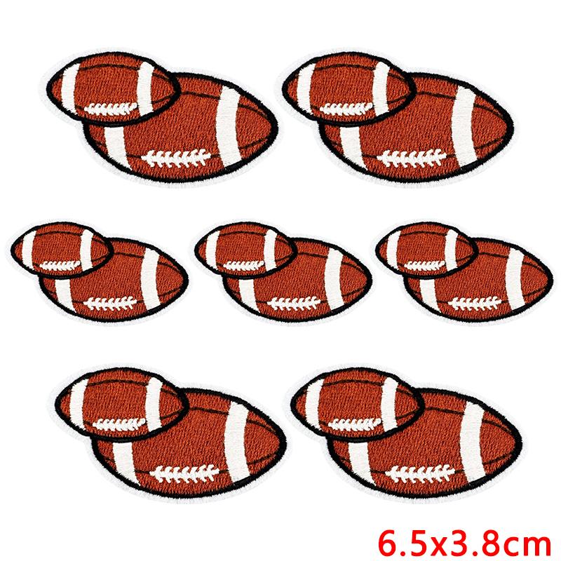 10pcs Cartoon Iron On Patches For Clothing Diy Rugby Game Day Embroidery Patch On Clothes Jackets Sew Applique Stickers Badge