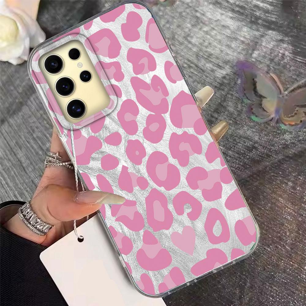 Vintage Black Leopard Feather Texture Women Girls Phone Case for Samsung Galaxy S25 Edge S24 S23 S22 S21 S20 FE Plus Ultra Cover