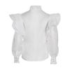 2025 Autumn Sweet Bow Tie Ruffle Mesh Blouse for Women