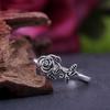 Huitan Silver Color Women Vintage Rings Rose Flower Shaped Party Daily Versatile Finger Accessories Fresh Style Low-key Jewelry