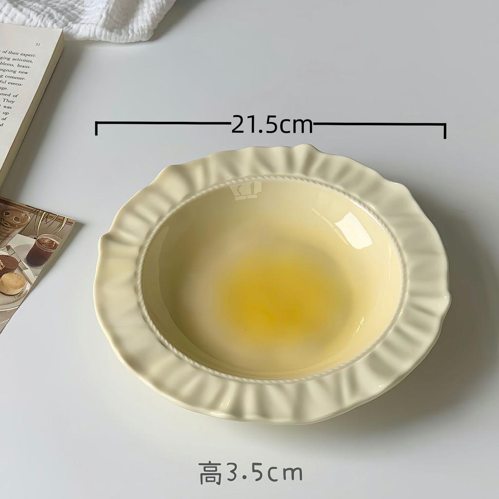 Advanced French Irregular Embossed Lace Plates Fruit Plate Pasta Plate Retro Solid Color Skirt Plate Cream Plates Dessert Plates