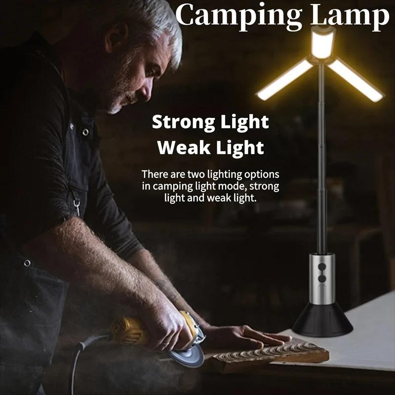 Telescopic Camping Lantern, Rechargeable Camping Lights, Multifunction Tent Lamp with Hook 3Model Flashlight for Camping, Hiking