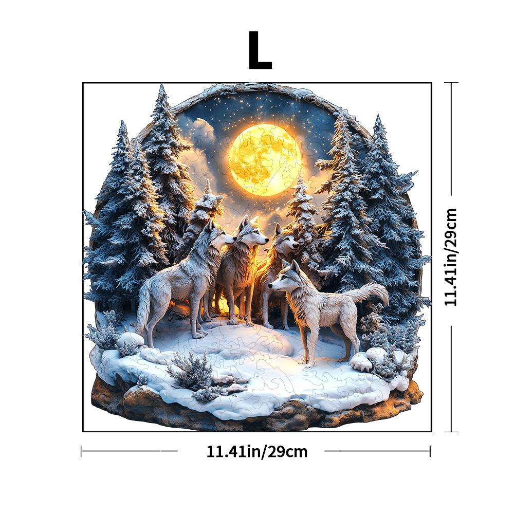 

3D Wooden Puzzle: Enchanted Wolf Forest - Premium Craft & Fun A gift for your lover, home decoration craft pendant