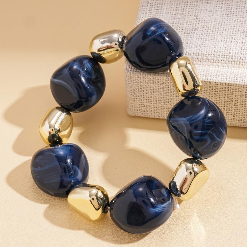 1PC European and American acrylic smudge irregular geometric beaded bracelet retro ethnic style niche high sense